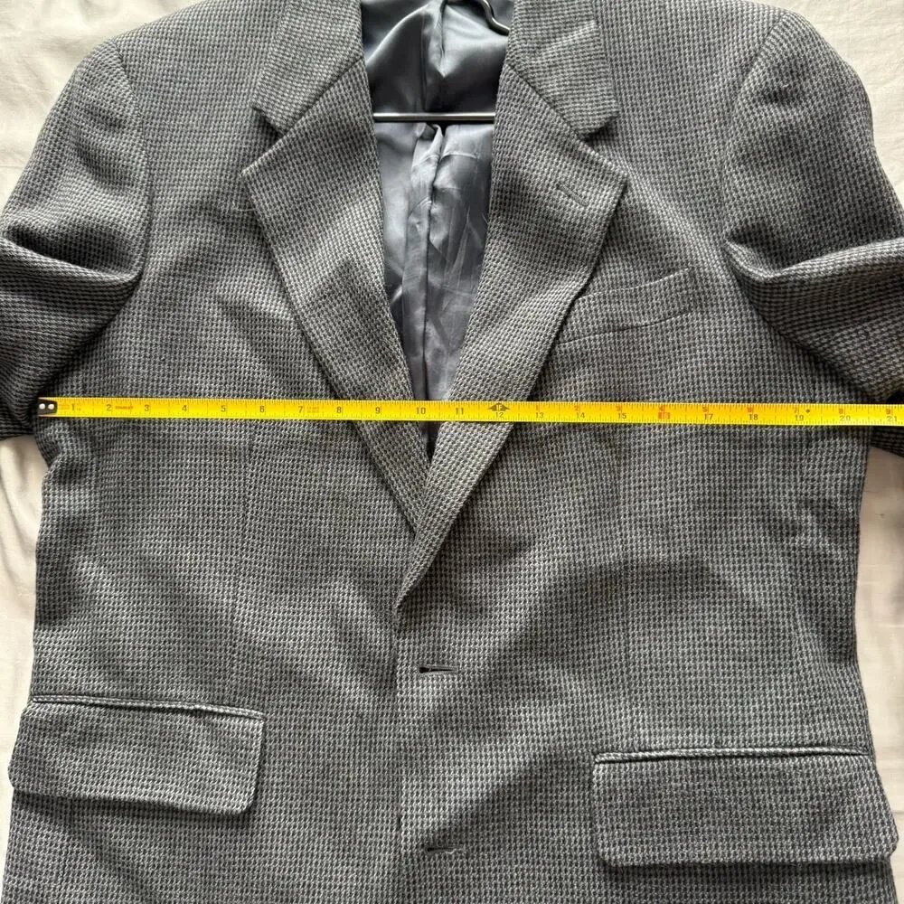Club Room Mens 100% Wool Blazer Gray Check 2 Button Sport Coat Macy’s Jacket